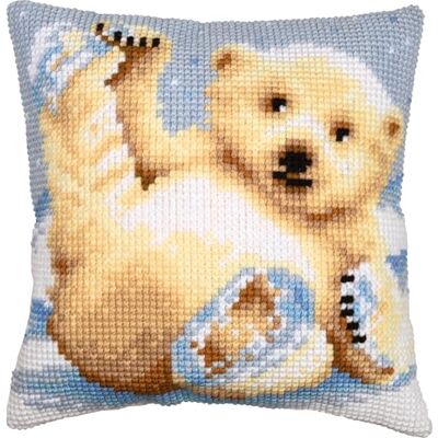 Vervaco Zestaw do Haftu Krzyżykowego Poduszka MAŁY MIŚ POLARNY Kanwa z Nadrukiem 40 x 40 cm Gruba Włóczka Akrylowa Zrób to Sam Dekoracja Domu DIY Cross Stitch Kit Vervaco Zestaw do Haftu Krzyżykowego Poduszka MAŁY MIŚ POLARNY Kanwa z Nadrukiem 40 x 40 cm Gruba Włóczka Akrylowa Zrób to Sam Dekoracja Domu DIY Cross Stitch Kit