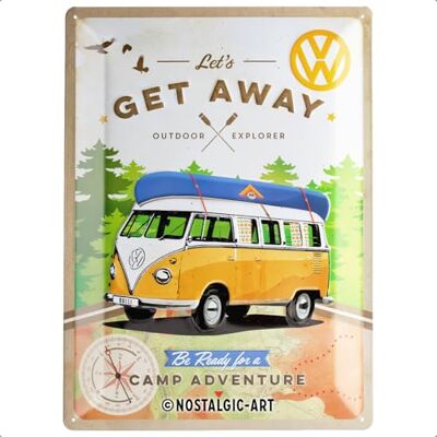 Nostalgic Art retro blaszana tabliczka Bulli – Let's Get Away – pomysł na prezent VW Bus pomysł na prezent, z metalu, styl vintage do dekoracji, 30 x 40 cm Nostalgic Art retro blaszana tabliczka Bulli – Let's Get Away – pomysł na prezent VW Bus pomysł na prezent, z metalu, styl vintage do dekoracji, 30 x 40 cm