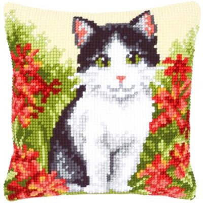 Vervaco Zestaw do Haftu Krzyżykowego Poduszka KOT NA ŁĄCE Kanwa z Nadrukiem 40 x 40 cm Gruba Włóczka Akrylowa Zrób to Sam Dekoracja Domu DIY Cross Stitch Kit Vervaco Zestaw do Haftu Krzyżykowego Poduszka KOT NA ŁĄCE Kanwa z Nadrukiem 40 x 40 cm Gruba Włóczka Akrylowa Zrób to Sam Dekoracja Domu DIY Cross Stitch Kit