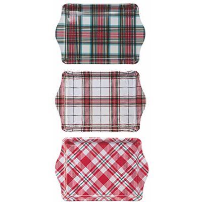 Tivoli Tartan Zestaw 3 słoiki Złota Pokrywa Metalowa, Różne, S Tivoli Tartan Zestaw 3 słoiki Złota Pokrywa Metalowa, Różne, S