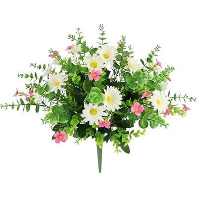 Flair Flower Bukiet sztucznych kwiatów, eukaliptus, jedwabne kwiaty, sztuczne kwiaty, bukiet kwiatów, na wesele, do domu, dekoracja stołu, stokrotki Flair Flower Bukiet sztucznych kwiatów, eukaliptus, jedwabne kwiaty, sztuczne kwiaty, bukiet kwiatów, na wesele, do domu, dekoracja stołu, stokrotki