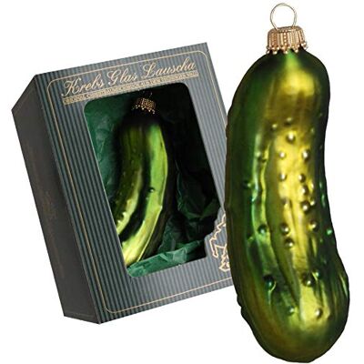Dekohelden24 Ozdoby choinkowe Lauscha duży ogórek bożonarodzeniowy, misternie ręcznie dekorowany, ok. 11 cm Dekohelden24 Ozdoby choinkowe Lauscha duży ogórek bożonarodzeniowy, misternie ręcznie dekorowany, ok. 11 cm