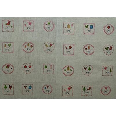 La Boîte à Broder COU061MN Coupons z nadrukiem "Calendrier de L'Avent" (kalendarz adwentowy), len/Métis, kolor naturalny La Boîte à Broder COU061MN Coupons z nadrukiem "Calendrier de L'Avent" (kalendarz adwentowy), len/Métis, kolor naturalny
