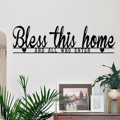 AHYS Bless This Home dekoracja ścienna, czarne metalowe tabliczki do dekoracji domu, dekoracja ścienna, kute żelazo, metalowa sztuka ścienna, wycinana tablica dekoracje, do wiejskiego domu, salonu, kuchni, jadalni, sypialni, 40 x 10 cm AHYS Bless This Home dekoracja ścienna, czarne metalowe tabliczki do dekoracji domu, dekoracja ścienna, kute żelazo, metalowa sztuka ścienna, wycinana tablica dekoracje, do wiejskiego domu, salonu, kuchni, jadalni, sypialni, 40 x 10 cm