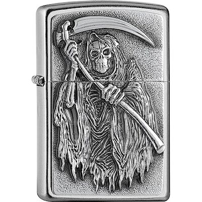 Zippo Zapalniczka Sztormowa Reaper, Satynowy Chrom, Emblemat, Wielokrotnego Użytku, Wiatroszczelna Konstrukcja, Pudełko Prezentowe, Wyprodukowana w USA Zippo Zapalniczka Sztormowa Reaper, Satynowy Chrom, Emblemat, Wielokrotnego Użytku, Wiatroszczelna Konstrukcja, Pudełko Prezentowe, Wyprodukowana w USA