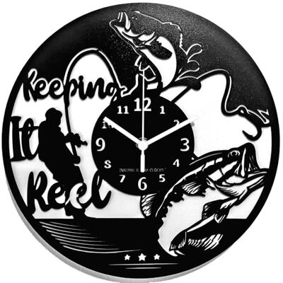 Instant Karma Clocks Zegar ścienny wędkarski sportowy Rybak i Ryby Projekt Dekoracja domu Morze Jezioro Oryginalny pomysł na prezent Instant Karma Clocks Zegar ścienny wędkarski sportowy Rybak i Ryby Projekt Dekoracja domu Morze Jezioro Oryginalny pomysł na prezent
