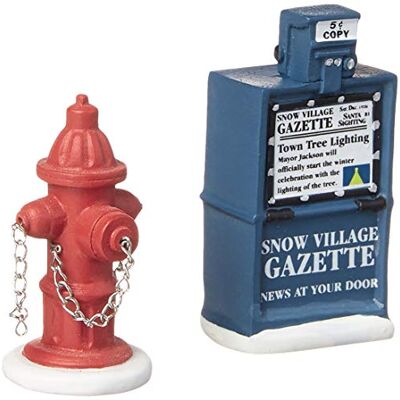 Department 56 Hydrant przeciwpożarowy i pudełko na gazety, zestaw 2 szt Department 56 Hydrant przeciwpożarowy i pudełko na gazety, zestaw 2 szt
