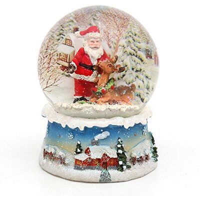 Dekohelden24 Cudowna kula śnieżna, Santa z reniferem, Ø 6,5 cm Dekohelden24 Cudowna kula śnieżna, Santa z reniferem, Ø 6,5 cm