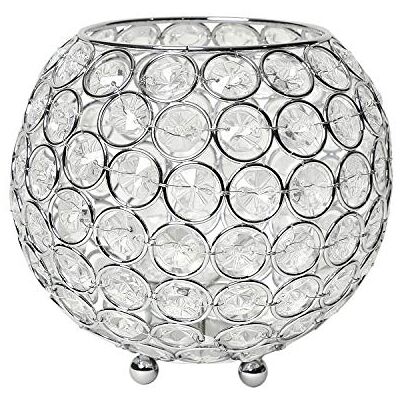 Elegant Designs Elipse Kryształowy świecznik w kształcie kwiatu do dekoracji stołu weselnego 5,5 cala chrom Elegant Designs Elipse Kryształowy świecznik w kształcie kwiatu do dekoracji stołu weselnego 5,5 cala chrom