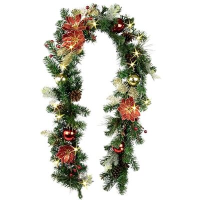 Flair Flower Girlanda choinkowa z łańcuchem świetlnym LED, magnolie, szyszki, bombki, jagody, jodła, sztuczna dekoracja, łańcuch girlanda choinkowa, girlanda bożonarodzeniowa, dekoracja bożonarodzeniowa, dekoracja Flair Flower Girlanda choinkowa z łańcuchem świetlnym LED, magnolie, szyszki, bombki, jagody, jodła, sztuczna dekoracja, łańcuch girlanda choinkowa, girlanda bożonarodzeniowa, dekoracja bożonarodzeniowa, dekoracja