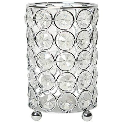 Elegant Designs HG1001-CHR Elipse kryształowy dekoracyjny wazon na kwiaty, świecznik, centralny element weselny, pędzel do makijażu lub organizer na długopisy, 5 cali, chrom Elegant Designs HG1001-CHR Elipse kryształowy dekoracyjny wazon na kwiaty, świecznik, centralny element weselny, pędzel do makijażu lub organizer na długopisy, 5 cali, chrom