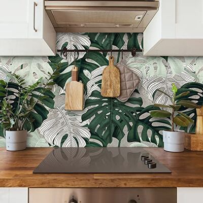 CREARREDA panel paraschizzle kuchnia naklejka na ścianę tropikalny 180_x_60_cm 100% Made in Italy z atramentem nietoksyczny, ognioodporny i wodoodporny, 67138 CREARREDA panel paraschizzle kuchnia naklejka na ścianę tropikalny 180_x_60_cm 100% Made in Italy z atramentem nietoksyczny, ognioodporny i wodoodporny, 67138