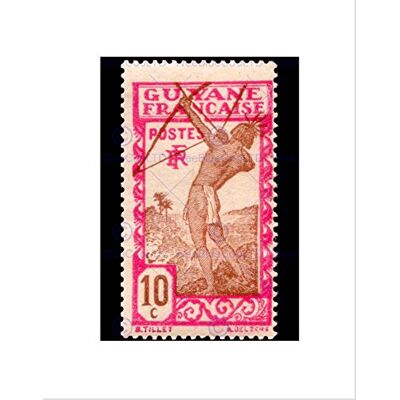 Wee Blue Coo Pieczątka Gujana Francuska 10 dziesięć centów Native Bowman Archer Arrow Art Wall Art Print Wee Blue Coo Pieczątka Gujana Francuska 10 dziesięć centów Native Bowman Archer Arrow Art Wall Art Print