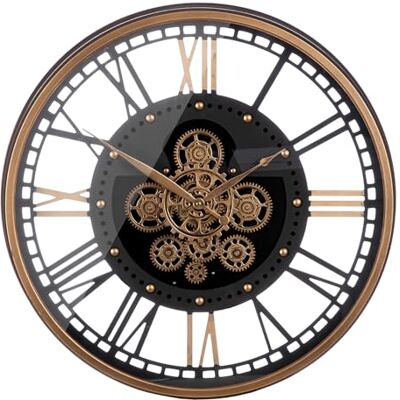Casablanca modernes Design Casablanca zegar ścienny – okrągły – Ø 60 cm – motyw koła zębatego – szkło – MDF – metal – kolor miedziany czarny – baterie nie wchodzą w zakres dostawy Casablanca modernes Design Casablanca zegar ścienny – okrągły – Ø 60 cm – motyw koła zębatego – szkło – MDF – metal – kolor miedziany czarny – baterie nie wchodzą w zakres dostawy