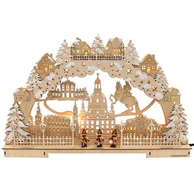 Dekohelden24 Świecznik LED 3D, śnieżny, motyw: kościół Marii Panny w Dreźnie, ok. 60 x 7,5 x 39 cm Dekohelden24 Świecznik LED 3D, śnieżny, motyw: kościół Marii Panny w Dreźnie, ok. 60 x 7,5 x 39 cm
