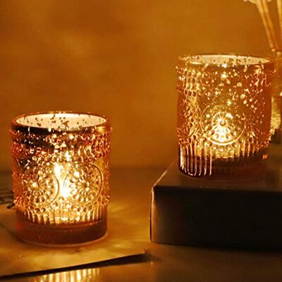 VOHO Złote świeczniki wotywne, zestaw 12 sztuk, złote świeczniki luzem, na stół weselny, świecznik na tealight ze szkła rtęciowego do dekoracji domu (5 x 6 cm, szer. x wys.) VOHO Złote świeczniki wotywne, zestaw 12 sztuk, złote świeczniki luzem, na stół weselny, świecznik na tealight ze szkła rtęciowego do dekoracji domu (5 x 6 cm, szer. x wys.)