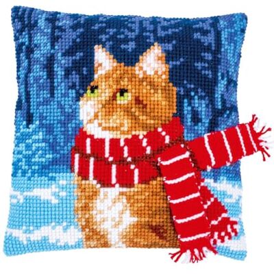 Vervaco Zestaw do Haftu Krzyżykowego Poduszka KOT W SZALIKU Kanwa z Nadrukiem 40 x 40 cm Gruba Włóczka Akrylowa Zrób to Sam Dekoracja Domu DIY Cross Stitch Kit Vervaco Zestaw do Haftu Krzyżykowego Poduszka KOT W SZALIKU Kanwa z Nadrukiem 40 x 40 cm Gruba Włóczka Akrylowa Zrób to Sam Dekoracja Domu DIY Cross Stitch Kit