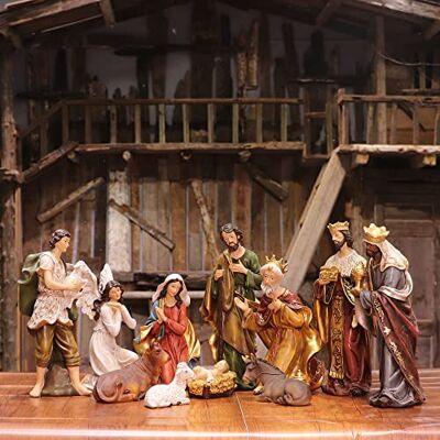 Zayton Szopka bożonarodzeniowa do wnętrz 11 sztuk 12,7 cm figurki sceny statuetka Jezus żłób Boże Narodzenie szopka ozdoba kościół prezent świąteczny dekoracja domu Zayton Szopka bożonarodzeniowa do wnętrz 11 sztuk 12,7 cm figurki sceny statuetka Jezus żłób Boże Narodzenie szopka ozdoba kościół prezent świąteczny dekoracja domu