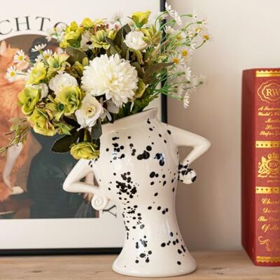 COTYNI Ceramiczny wazon z postawą, wyjątkowy wazon na kwiaty do dekoracji wnętrz, elegancki wazon dekoracyjny na kwiaty, uroczy wazon boho do dekoracji regału na książki, ekscentryczny elektyczny COTYNI Ceramiczny wazon z postawą, wyjątkowy wazon na kwiaty do dekoracji wnętrz, elegancki wazon dekoracyjny na kwiaty, uroczy wazon boho do dekoracji regału na książki, ekscentryczny elektyczny