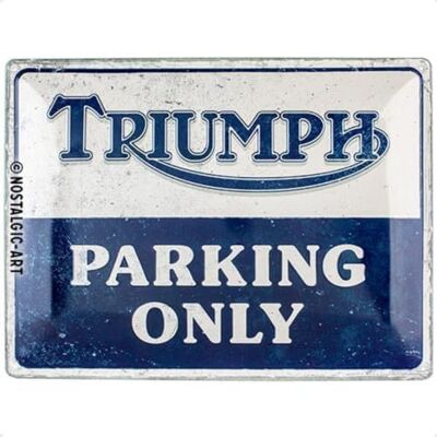 ART Retro tabliczka z blachy, 30 x 40 cm, Triumph – Parking Only – Pomysł na prezent dla motocyklistów, Official License Product (OLP), z metalu, Styl vintage ART Retro tabliczka z blachy, 30 x 40 cm, Triumph – Parking Only – Pomysł na prezent dla motocyklistów, Official License Product (OLP), z metalu, Styl vintage