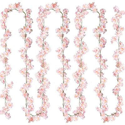 Sggvecsy Girlanda ze sztucznego kwiatu wiśni, wisząca girlanda kwiatowa, jedwabna, do domu, na ślub, do ogrodu, na imprezę, łuk, dekoracja biurowa, różowa, 4 szt Sggvecsy Girlanda ze sztucznego kwiatu wiśni, wisząca girlanda kwiatowa, jedwabna, do domu, na ślub, do ogrodu, na imprezę, łuk, dekoracja biurowa, różowa, 4 szt