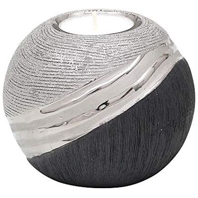 Dekohelden24 Szlachetny nowoczesny designerski ceramiczny świecznik na podgrzewacze w kolorze srebrno-szarym, 10 cm Dekohelden24 Szlachetny nowoczesny designerski ceramiczny świecznik na podgrzewacze w kolorze srebrno-szarym, 10 cm