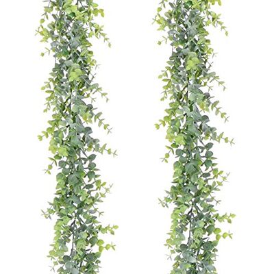 Artiflr girlandy ze sztucznego eukaliptusa, dekoracja ścienna, 1,8 m, 2 sztuki Artiflr girlandy ze sztucznego eukaliptusa, dekoracja ścienna, 1,8 m, 2 sztuki