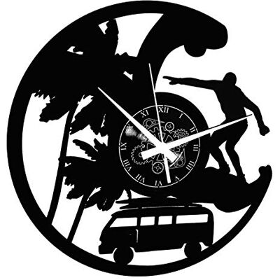 Instant Karma Clocks Zegar ścienny z winylu zegar z płyty gramofonowej z surferami kreatywny motyw surfera windsurfing surfing surfing zegar pomysł na prezent nowoczesny design Instant Karma Clocks Zegar ścienny z winylu zegar z płyty gramofonowej z surferami kreatywny motyw surfera windsurfing surfing surfing zegar pomysł na prezent nowoczesny design