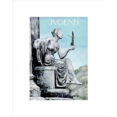 Wee Blue Coo Okładka magazynu Jugend Niemcy statuetka wróżka kamień sztuka ścienna nadruk Wee Blue Coo Okładka magazynu Jugend Niemcy statuetka wróżka kamień sztuka ścienna nadruk