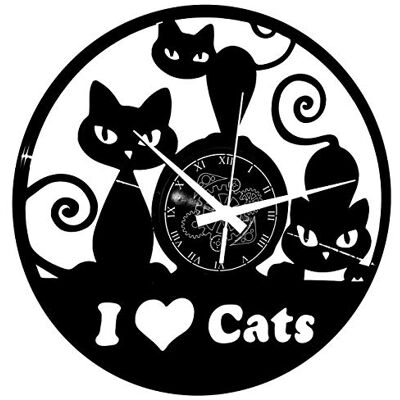 Instant Karma Clocks zegar ścienny z winylu pomysł na prezent Vintage Handmade I Love Cats kot kot Instant Karma Clocks zegar ścienny z winylu pomysł na prezent Vintage Handmade I Love Cats kot kot
