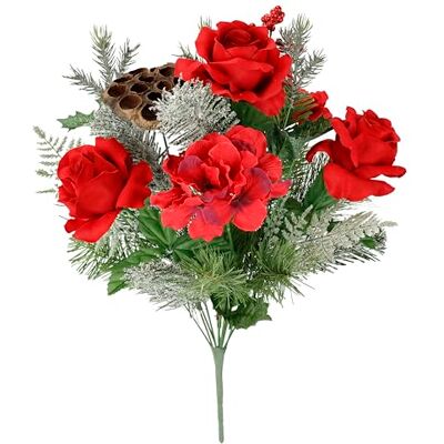 Flair Flower Sztuczne kwiaty, bukiet róż, hortensje, 45 cm, jodła, gałązki dekoracyjne, sztuczne kwiaty bożonarodzeniowe, bukiet X'Mas, dekoracja bożonarodzeniowa, kwiaty, dekoracja kwiatowa, elementy środkowe, Flair Flower Sztuczne kwiaty, bukiet róż, hortensje, 45 cm, jodła, gałązki dekoracyjne, sztuczne kwiaty bożonarodzeniowe, bukiet X'Mas, dekoracja bożonarodzeniowa, kwiaty, dekoracja kwiatowa, elementy środkowe,