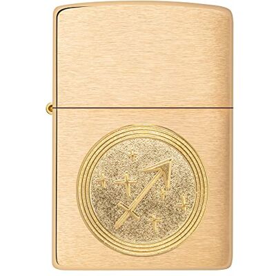 Zippo Zapalniczka Sztormowa, Emblemat Strzelca, Znak Zodiaku, Wykończenie Szczotkowanego Mosiądzu, Wielokrotnego Użytku, Odporne na Wiatr, Pudełko na Prezent, Wyprodukowano w USA Zippo Zapalniczka Sztormowa, Emblemat Strzelca, Znak Zodiaku, Wykończenie Szczotkowanego Mosiądzu, Wielokrotnego Użytku, Odporne na Wiatr, Pudełko na Prezent, Wyprodukowano w USA