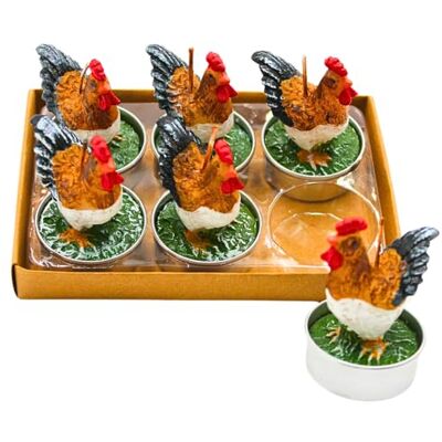 Dekohelden24 Świecznik typu tealight – świeca, świeca figurkowa, świeca stołowa w kształcie kurczaka w zestawie 6 sztuk, wymiary kurczaka 4 x 4 x 7 cm, kura Dekohelden24 Świecznik typu tealight – świeca, świeca figurkowa, świeca stołowa w kształcie kurczaka w zestawie 6 sztuk, wymiary kurczaka 4 x 4 x 7 cm, kura