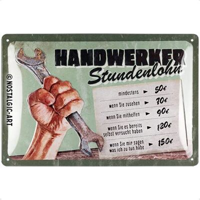 ART Tabliczka blaszana w stylu retro, 20 x 30 cm, dla rzemieślników – pomysł na prezent dla rzemieślników, z metalu, styl vintage z sentencją ART Tabliczka blaszana w stylu retro, 20 x 30 cm, dla rzemieślników – pomysł na prezent dla rzemieślników, z metalu, styl vintage z sentencją
