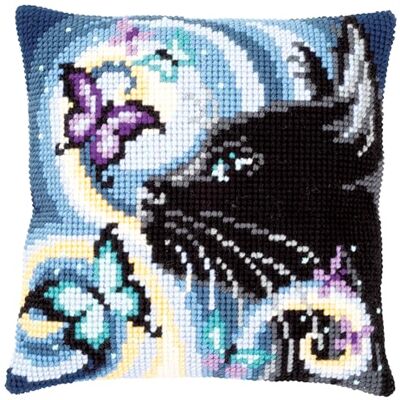 Vervaco Zestaw do Haftu Krzyżykowego Poduszka KOT Z MOTYLAMI Kanwa z Nadrukiem 40 x 40 cm Gruba Włóczka Akrylowa Zrób to Sam Dekoracja Domu DIY Cross Stitch Kit Vervaco Zestaw do Haftu Krzyżykowego Poduszka KOT Z MOTYLAMI Kanwa z Nadrukiem 40 x 40 cm Gruba Włóczka Akrylowa Zrób to Sam Dekoracja Domu DIY Cross Stitch Kit