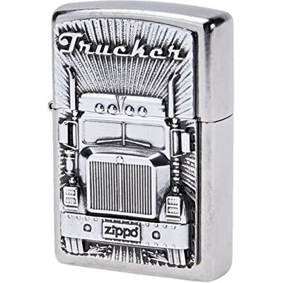 Zippo Zapalniczka Sztormowa Trucker, Street Chrome, Emblemat, Wielokrotnego Użytku, Wiatroszczelna Konstrukcja, Pudełko Prezentowe, Wyprodukowana w USA Zippo Zapalniczka Sztormowa Trucker, Street Chrome, Emblemat, Wielokrotnego Użytku, Wiatroszczelna Konstrukcja, Pudełko Prezentowe, Wyprodukowana w USA