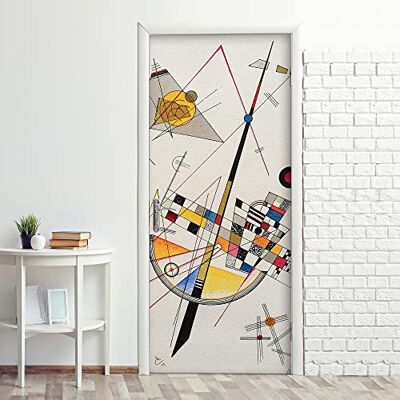 CREARREDA Premium PVC naklejki na drzwi, Kandinsky, łatwa aplikacja, bez pęcherzyków powietrza, pokrycie drzwi wewnętrznych 83 x 210 z możliwością przycinania CREARREDA Premium PVC naklejki na drzwi, Kandinsky, łatwa aplikacja, bez pęcherzyków powietrza, pokrycie drzwi wewnętrznych 83 x 210 z możliwością przycinania