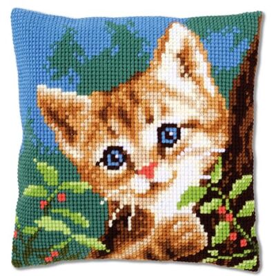 Vervaco Zestaw do Haftu Krzyżykowego Poduszka KOT NA DRZEWIE Kanwa z Nadrukiem 40 x 40 cm Gruba Włóczka Akrylowa Zrób to Sam Dekoracja Domu DIY Cross Stitch Kit Vervaco Zestaw do Haftu Krzyżykowego Poduszka KOT NA DRZEWIE Kanwa z Nadrukiem 40 x 40 cm Gruba Włóczka Akrylowa Zrób to Sam Dekoracja Domu DIY Cross Stitch Kit