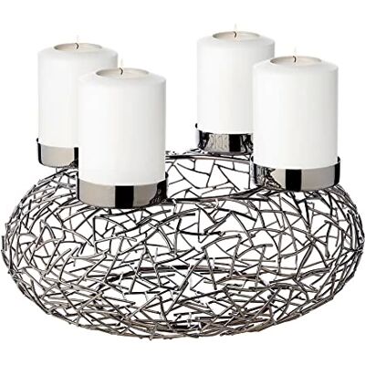 EDZARD Milano wieniec adwentowy ze stali nierdzewnej, niklowana, kolor czarny, gałązka, średnica 34 cm, do świec o średnicy 8 cm EDZARD Milano wieniec adwentowy ze stali nierdzewnej, niklowana, kolor czarny, gałązka, średnica 34 cm, do świec o średnicy 8 cm