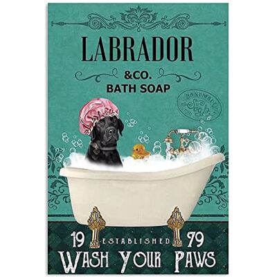 ABENGZYSSS Czarny labrador metalowy blaszany znak czarny Labrador Co. mydło do kąpieli zabawny plakat kawiarnia bar salon łazienka kuchnia dom sztuka dekoracja ścienna tablica prezent ABENGZYSSS Czarny labrador metalowy blaszany znak czarny Labrador Co. mydło do kąpieli zabawny plakat kawiarnia bar salon łazienka kuchnia dom sztuka dekoracja ścienna tablica prezent