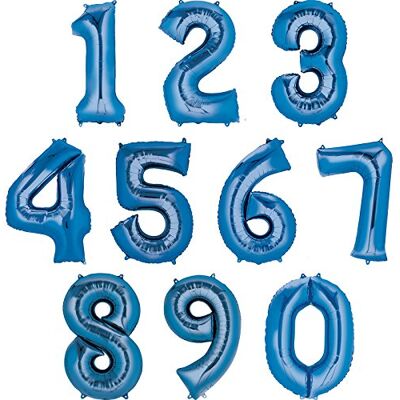 amscan Nowość balon foliowy duża liczba 0 niebieski, 55 x 88 cm amscan Nowość balon foliowy duża liczba 0 niebieski, 55 x 88 cm
