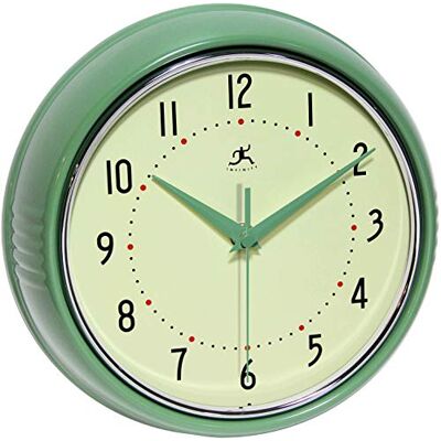 Infinity LTD. Retro 9 inch Silent Sweep Non-Ticking Mid Century Modern Kitchen Diner Wall Clock Quartz Movement Retro Wall Clock Decorative (Green)… Infinity LTD. Retro 9 inch Silent Sweep Non-Ticking Mid Century Modern Kitchen Diner Wall Clock Quartz Movement Retro Wall Clock Decorative (Green)…