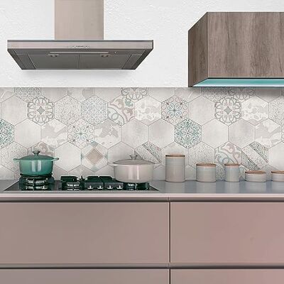 CREARREDA Naklejka ścienna kuchenna Panel ścienny Łatwy do nałożenia Beżowy Sześciokątny 180 x 60 cm 100% Made in Italy, ognioodporny i wodoodporny Ochrona przed pryskaniem PCV Zlew CREARREDA Naklejka ścienna kuchenna Panel ścienny Łatwy do nałożenia Beżowy Sześciokątny 180 x 60 cm 100% Made in Italy, ognioodporny i wodoodporny Ochrona przed pryskaniem PCV Zlew