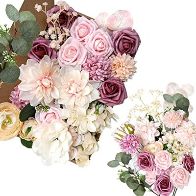 OrgMemory Sztuczne kwiaty, zestaw sztucznych pudełek z pianki, kwiaty z łodygami, do samodzielnego wykonania aranżacji kwiatowych, bukietów, na wesele, do domu, na baby shower, dekoracja (szampański OrgMemory Sztuczne kwiaty, zestaw sztucznych pudełek z pianki, kwiaty z łodygami, do samodzielnego wykonania aranżacji kwiatowych, bukietów, na wesele, do domu, na baby shower, dekoracja (szampański