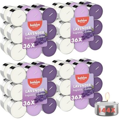bolsius Podgrzewacze zapachowe w trzech kolorach – lawenda – 144 sztuki – naturalne ekstrakty – zawiera wegański wosk – bez oleju palmowego bolsius Podgrzewacze zapachowe w trzech kolorach – lawenda – 144 sztuki – naturalne ekstrakty – zawiera wegański wosk – bez oleju palmowego