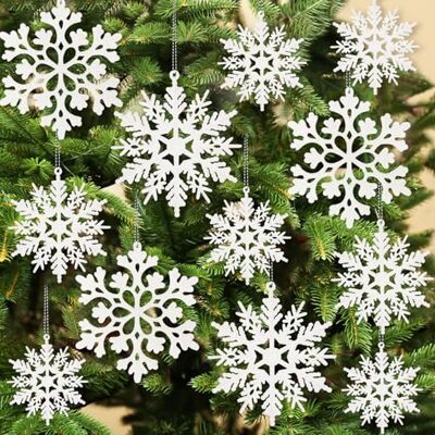kockuu 36 szt. Świąteczne białe ozdoby płatka śniegu plastikowe brokatowe płatki śniegu ozdoby na zimę dekoracje choinkowe rozmiar różni się rzemiosło płatki śniegu kockuu 36 szt. Świąteczne białe ozdoby płatka śniegu plastikowe brokatowe płatki śniegu ozdoby na zimę dekoracje choinkowe rozmiar różni się rzemiosło płatki śniegu