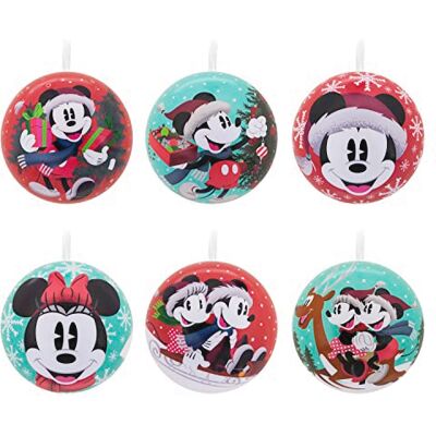 Hallmark Disney Myszka Miki i Disney Myszka Minnie Tin Ball ozdoby świąteczne, zestaw 12 sztuk Hallmark Disney Myszka Miki i Disney Myszka Minnie Tin Ball ozdoby świąteczne, zestaw 12 sztuk