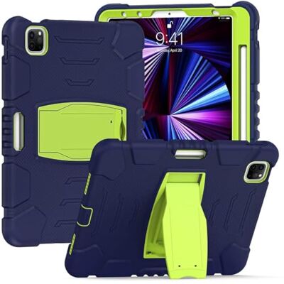 YEOU Samsung Tab S7 Plus 12.4 T970 T975 etui z podpórką, trwałe, hybrydowe, odporne na wstrząsy, trzy warstwy, silikonowe etui ochronne do tabletu dziecięcego (granatowe + zielone) YEOU Samsung Tab S7 Plus 12.4 T970 T975 etui z podpórką, trwałe, hybrydowe, odporne na wstrząsy, trzy warstwy, silikonowe etui ochronne do tabletu dziecięcego (granatowe + zielone)