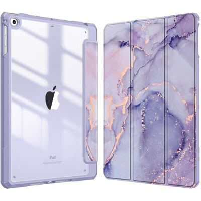 FINTIE Hybrydowe etui z uchwytem na rysik do iPad 6. generacji 2018 / iPad 5. Gen 2017 / iPad Air 2 / iPad Air 9,7 cala Odporna na uderzenia osłona z przezroczystą przezroczystą twardą obudową tył etui ochronne, Fioletowy Marmur FINTIE Hybrydowe etui z uchwytem na rysik do iPad 6. generacji 2018 / iPad 5. Gen 2017 / iPad Air 2 / iPad Air 9,7 cala Odporna na uderzenia osłona z przezroczystą przezroczystą twardą obudową tył etui ochronne, Fioletowy Marmur