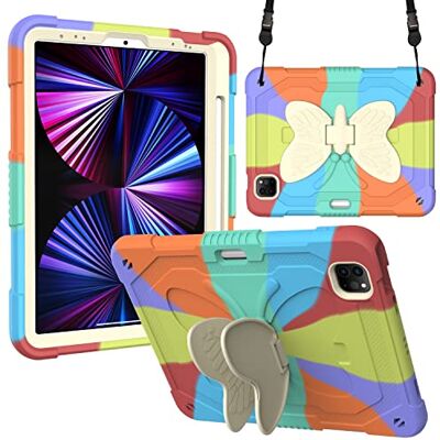 TYCOLIT Etui kompatybilne z iPad Pro 11 / iPad Air4 10.9, 3D, do dużych obciążeń, twarde etui ochronne, z motywem skrzydeł motyla, stojak, odporne na uderzenia, silikonowe etui dla dzieci, z paskiem na ramię, TYCOLIT Etui kompatybilne z iPad Pro 11 / iPad Air4 10.9, 3D, do dużych obciążeń, twarde etui ochronne, z motywem skrzydeł motyla, stojak, odporne na uderzenia, silikonowe etui dla dzieci, z paskiem na ramię,